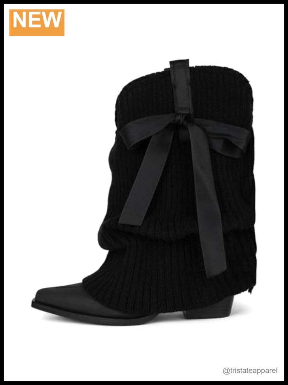 Knitted Cowboy Boots for Women Fold Over Slouch Western Mid Calf Pull On Chunky